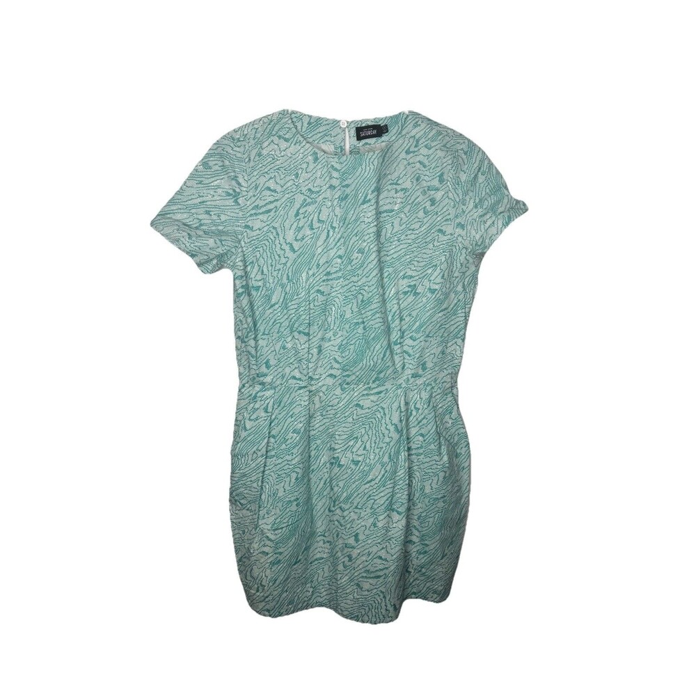 Kate Spade Saturday S Short Dress Green Fit Flair Floral Pockets Cotton Print